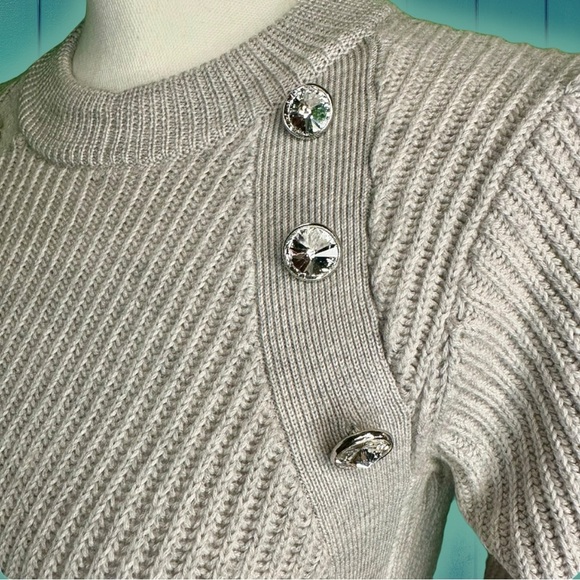 Veronica Beard ‘Jude’ 100% Wool Gray Sweater with Jeweled Accents Size Small - Picture 12 of 16